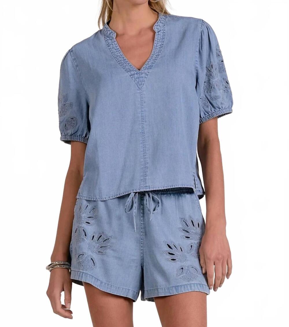 NEW ELAN nina pull-on shorts in blue